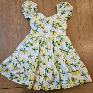 Janie and Jack White and Yellow Lemon Short Sleeve Dress Size 7